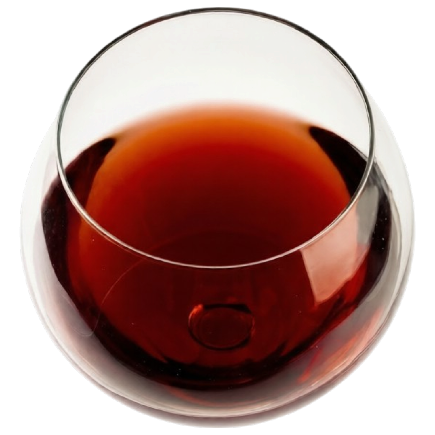Medium garnet wine in glass